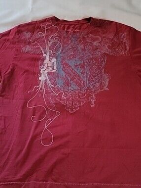 Malibu Cowboy Graphic Tee Men's XL Maroon Heraldic Crest Front Back Print